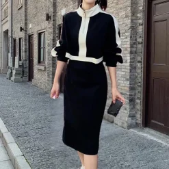 Jurken & Jumpsuits Dames*Nusa - Trendy Slim Fit Midi-jurk voor dames - Zomerse Stijl Zwart