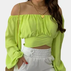 Topjes & Shirts Dames*Off shoulder blouse met lange mouwen voor dames - Zomerse stijl