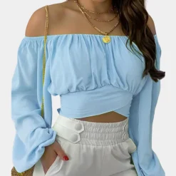 Topjes & Shirts Dames*Off shoulder blouse met lange mouwen voor dames - Zomerse stijl
