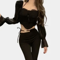 Topjes & Shirts Dames*Off-shoulder zomerse crop top voor dames Zwart