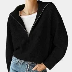 Topjes & Shirts Dames*Olina - Luchtige gebreide zomertop voor dames met stijlvolle halve rits