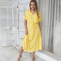 Jurken & Jumpsuits Dames*ORANE - Zomerse bedrukte v-hals jurk