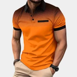 Shirts Heren*zomer overhemd met stippen voor heren Oranje