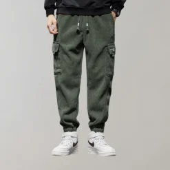 Broeken Heren*Osvald - Luchtige casual corduroy cargo broek voor heren - Zomereditie