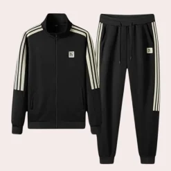 Sets Heren*Otilio - Luchtige en stijlvolle zomerse tweedelige joggerset Zwart