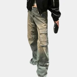 Broeken & Rokken Dames*Oversized cargojeans voor dames - Perfect voor de zomer Blauw