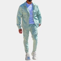 Sets Heren*Pasquale - Trendy zomers tweedelig cargopak voor heren