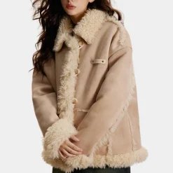 Jassen Dames*PATRICIA - Trendy Winterjas voor Dames Beige