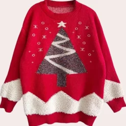 Truien & Vesten Dames*PHOEBIE - Geraffineerde Kersttrui voor Dames Rood