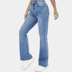 Broeken & Rokken Dames*Pippa - Casual damesjeans met hoge taille voor de zomer Blauw