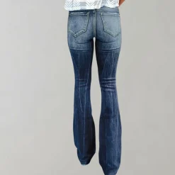 Broeken & Rokken Dames*Pirkko - Zomerse uitlopende gescheurde broek Blauw