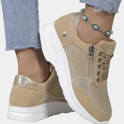 Damesschoenen*Pola - Comfortabele zomerse damessneakers Abrikoos