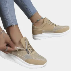 Damesschoenen*Pola - Comfortabele zomerse damessneakers Abrikoos