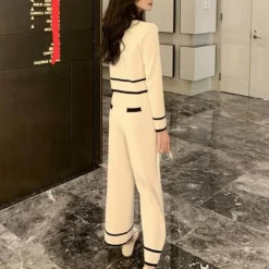 Sets Dames*Polixeni - Luchtige gebreide 2-delige zomerset voor dames Wit