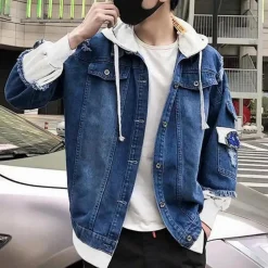 Jassen Heren*Quentin - Trendy heren denim jack met capuchon voor de zomer.