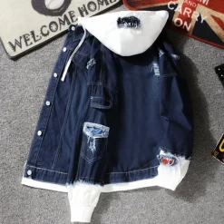 Jassen Heren*Quentin - Trendy heren denim jack met capuchon voor de zomer.