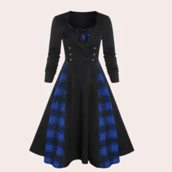 Jurken & Jumpsuits Dames*Rania - Stijlvolle A-lijn Zomerjurk met Geruit design