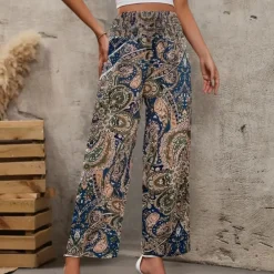Broeken & Rokken Dames*Reina - Zomerse Boho Wijde Damesbroek met Schuine Zakken