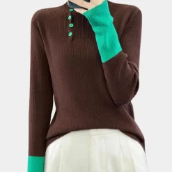 Truien & Vesten Dames*Rhea - Trendy damestrui met hoge kraag voor de zomer