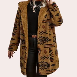 Jassen Dames*Rikkert - Warme damesjas met capuchon Camel