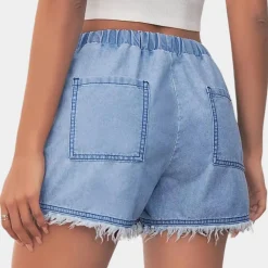 Broeken & Rokken Dames*Rosalba - Zomerse dames short met golfzoom en trekkoord