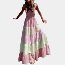 Jurken & Jumpsuits Dames*Rosalind - Zomerse multicolor maxi-jurk voor dames