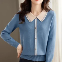 Truien & Vesten Dames*Rosica - Modieuze Zomerse Damestrui met Kraag en Knopen