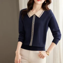 Truien & Vesten Dames*Rosica - Modieuze Zomerse Damestrui met Kraag en Knopen