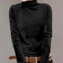 Topjes & Shirts Dames*Rosina - Comfortabel Vrouwen Turtleneck T-shirt Zwart