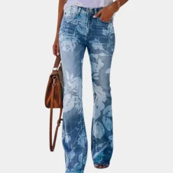 Broeken & Rokken Dames*Rosmunda - Zomerse damesjeans flare met knopen