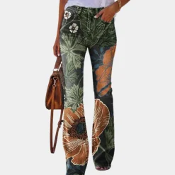 Broeken & Rokken Dames*Rosmunda - Zomerse damesjeans flare met knopen