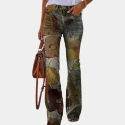 Broeken & Rokken Dames*Rosmunda - Zomerse damesjeans flare met knopen