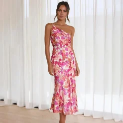 Jurken & Jumpsuits Dames*ROSWITHA - Stijlvolle zomer bloemenjurk Roze