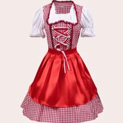 Jurken & Jumpsuits Dames*Rowena - Vintage Dirndl Zomerjurk voor Oktoberfest Rood