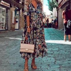 Jurken & Jumpsuits Dames*SABIHA - Elegante lange zomerjurk Zwart