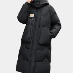 Jassen Dames*SAMANTHA - Comfortabele Gewatteerde Mantel met Kap voor Dames Zwart