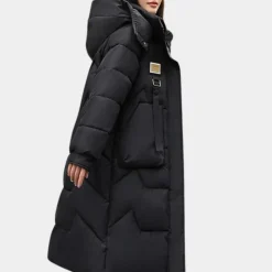 Jassen Dames*SAMANTHA - Comfortabele Gewatteerde Mantel met Kap voor Dames Zwart