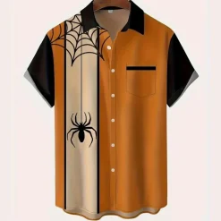 Shirts Heren*Sandis - Stijlvol Zomer & Halloween Overhemd Voor Mannen Oranje