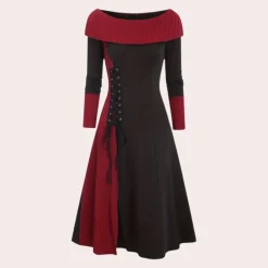 Jurken & Jumpsuits Dames*Seraphine - Zomerse damesjurk met bardothalslijn en A-lijn