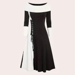 Jurken & Jumpsuits Dames*Seraphine - Zomerse damesjurk met bardothalslijn en A-lijn