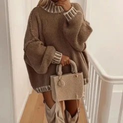 Truien & Vesten Dames*SERENITY - Luxe Zomerse Coltrui voor Dames Bruin