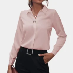 Blazers & Blouses Dames*Sienna - Elegante effen damesblouse voor de zomer