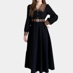 Jurken & Jumpsuits Dames*Smaranda - Stijlvolle Zomerjurk met Riem voor Vrouwen Zwart