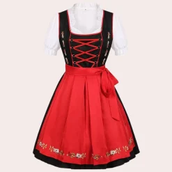 Jurken & Jumpsuits Dames*Solange - Zomerse Dirndl Jurk voor Oktoberfest Rood