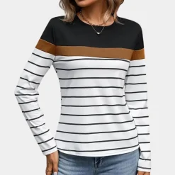 Topjes & Shirts Dames*Solveiga - Gestreept zomers t-shirt voor dames Wit