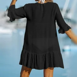 Jurken & Jumpsuits Dames*SOPHIA - Luchtige geruffelde zomer overhemdjurk