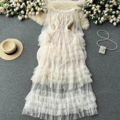 Jurken & Jumpsuits Dames*Stella - Zomerse feestjurk van mesh voor dames