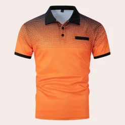 Shirts Heren*Stijlvol poloshirt met kleurverloop voor heren - Perfect voor de zomer Oranje
