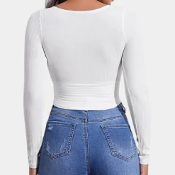 Topjes & Shirts Dames*Stijlvolle dames crop top met lange mouwen voor de zomer