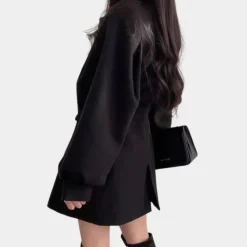 Jassen Dames*Stijlvolle damesjas met pofmouwen en riem - Perfect voor de Lente en Zomer